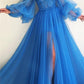 Purple puff sleeves long sleeves long ball gown evening dress gh1075