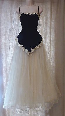 girlhomeshops – Elegantes, langes Ballkleid aus Tüll im Retro-Stil in Schwarz und Weiß, gh5624