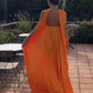 Orange Elegantes, fließendes A-Linien-Kleid mit schulterfreiem Satin, langes Ballkleid, Abendkleid für Hochzeitsgäste, Partykleid gh3093
