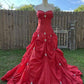 Red gorgeous retro elegant tube top exquisite rhinestone long ball gown evening dress gh3309