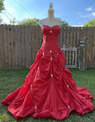 Red gorgeous retro elegant tube top exquisite rhinestone long ball gown evening dress gh3309