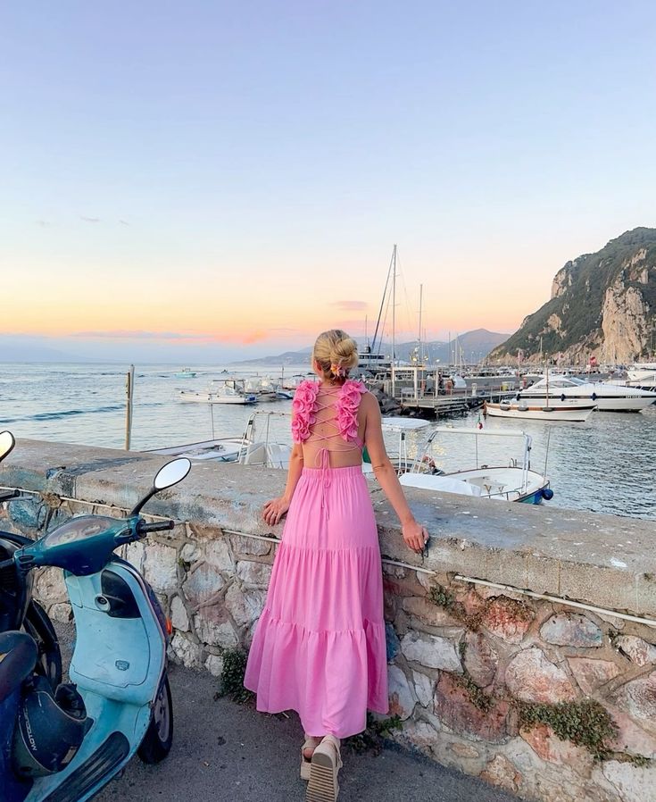 Pink Sexy Elegant Chiffon Simple Long Evening Dress Garden Party Dress gh3023