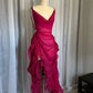 Pink fashion V-neck long chiffon ruffled ball gown, evening dress, party dress gh3500