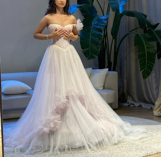 girlhomeshops-Pink Tulle Ball Gown, Wedding Dress, Bridal Gown gh6267