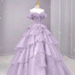 Purple Fairy Gorgeous Elegant Fashion A-Line Off-the-shoulder Long Tulle Ball Gown Evening Dress gh3462