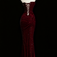 Burgundy shiny hip fishtail sequined ball gown evening dress prom dress gh4363
