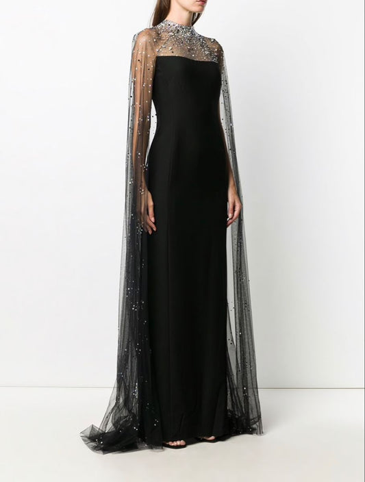 Girlhomeshops-Schwarzes wunderschönes, exquisites, glänzendes, elegantes langes Ballkleid, Abendkleid gh5410