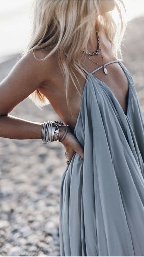 Girlhomeshops-Blue Fashion Simple Sexy Long Chiffon Prom Dress Evening Dress Wedding Guest Party Dress Seaside Holiday Dress gh5250
