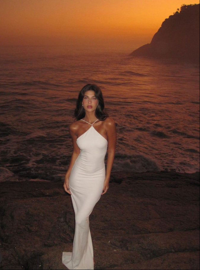 Weißes, modisches, elegantes, schlichtes, langes, bodenlanges Ballkleid aus Satin im Meerjungfrau-Stil gh3169