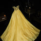 Yellow gorgeous shiny beaded long tulle ball gown evening dress party dress birthday dress gh4456