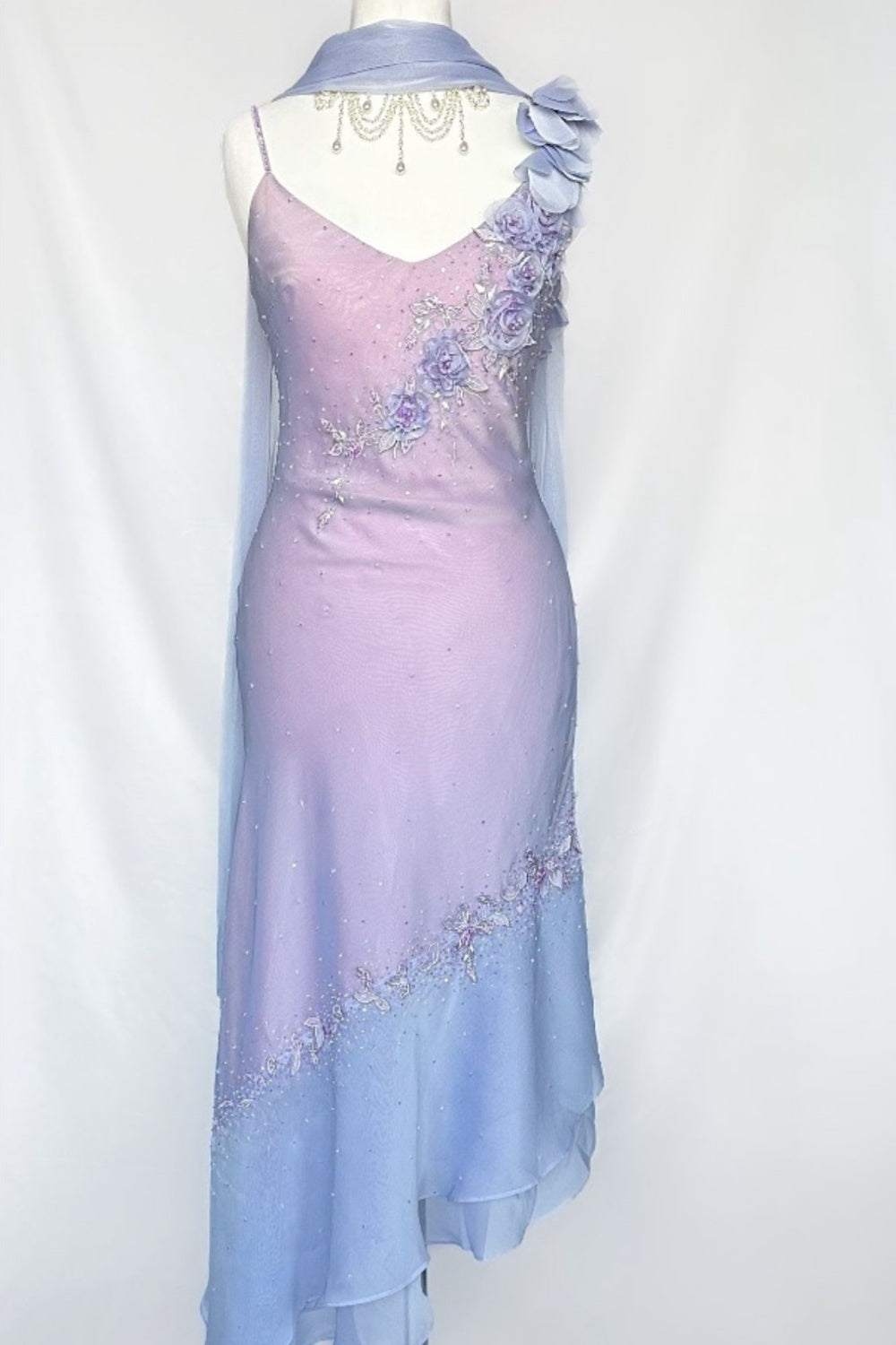 girlhomeshops--soft girl Homecoming Dress Purple Fairy Dress Exquisite Beaded Floral Mid-Length Personalized Elf Dress gh5655