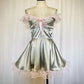 Mint Green Sweet Cute Short Satin Homecoming Dress Birthday Dress gh4628