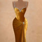 Girlhomeshops-Gold Fashion Elegant Velvet Long Mermaid Slim Prom dress Evening Dress Party Dress gh4996