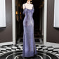 Robe de soirée longue à paillettes et bretelles spaghetti violettes et brillantes, sexy, fendue, style sirène, gh3359