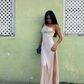 Girlhomeshops--Light pink sexy elegant lace long slit prom dress party dress gh5506