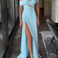 girlhomeshops-Blau Elegantes Langes Chiffon Brautjungfernkleid Hochzeitsgast Partykleid gh5948