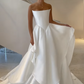 Girlhomeshops - Robe de mariée longue en satin blanc, épaules dénudées, longueur au sol, robe de bal gh5394
