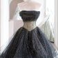 Black gold shiny elegant long tulle ball gown evening gown graduation dress beauty pageant dress gh2609