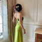 Girlhomeshops-Lime green velvet bodycon yellow green strapless prom dress evening dress party dress date dress wedding guest dress gh5161