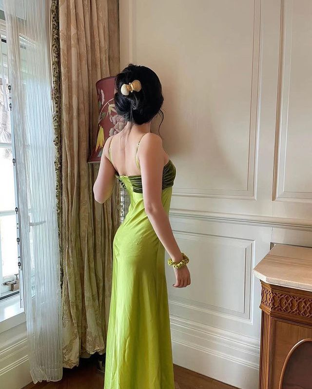 Girlhomeshops-Lime green velvet bodycon yellow green strapless prom dress evening dress party dress date dress wedding guest dress gh5161