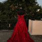 Red gorgeous retro elegant tube top exquisite rhinestone long ball gown evening dress gh3309