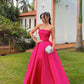 Pink tube top simple elegant long satin ball gown evening dress gh3117