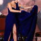 Royal Blue New Sexy Split Abendkleider Mantel One Shoulder Velvet Long Party Kleider gh2319