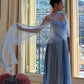 girlhomeshops-(Includes Scarf)Soft Blue Elegant Classic Dress Gradient Dress gh6327