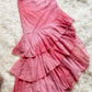 Pink Fashion Gradient Long Chiffon Ruffle Ball Gown Evening Dress Birthday Party Dress gh3539