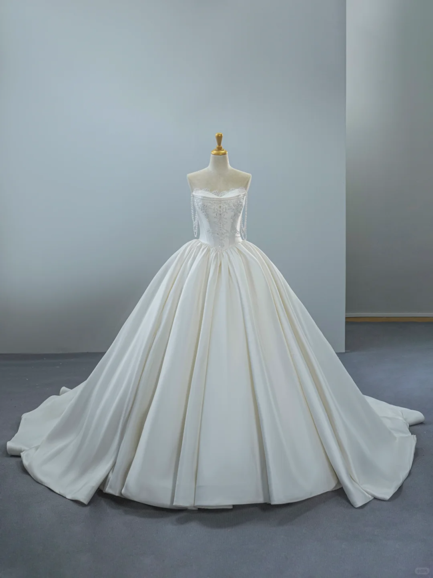 Girlhomeshops - Robe de bal de mariage élégante en satin blanc et tulle gh5435
