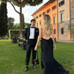 Black Fashion Elegant Long Satin Slit Sexy Ball Gown Evening Dress Wedding Guest Party Dress gh3431