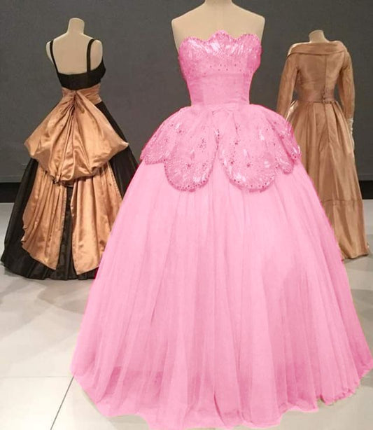 Robe de soirée longue élégante en tulle à paillettes roses et perles gh3347