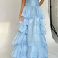 girlhomeshops-Rosa und blau süßes langes Chiffon-Ballkleid mit mehreren Lagen gh5784