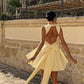 Girlhomeshops-Yellow fashion sweet backless elegant short satin homecoming dress birthday dress gh5268