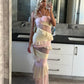 Pink backless tight lace three-dimensional rose flower long prom dress formal evening dress party dress gh3012