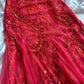 Red fashion elegant exquisite beaded spaghetti straps long ruffled chiffon ball gown evening dress party dress gh3477
