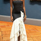 Sleeveless Black-White Contrast Mermaid Gown | Luxury Elegant Asymmetrical Ruffle Floor-Length Dress for Gala Ball gh6478