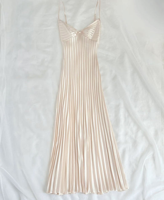 girlhomeshops-Spaghetti strap fashionable pleated long satin prom dress gh5792