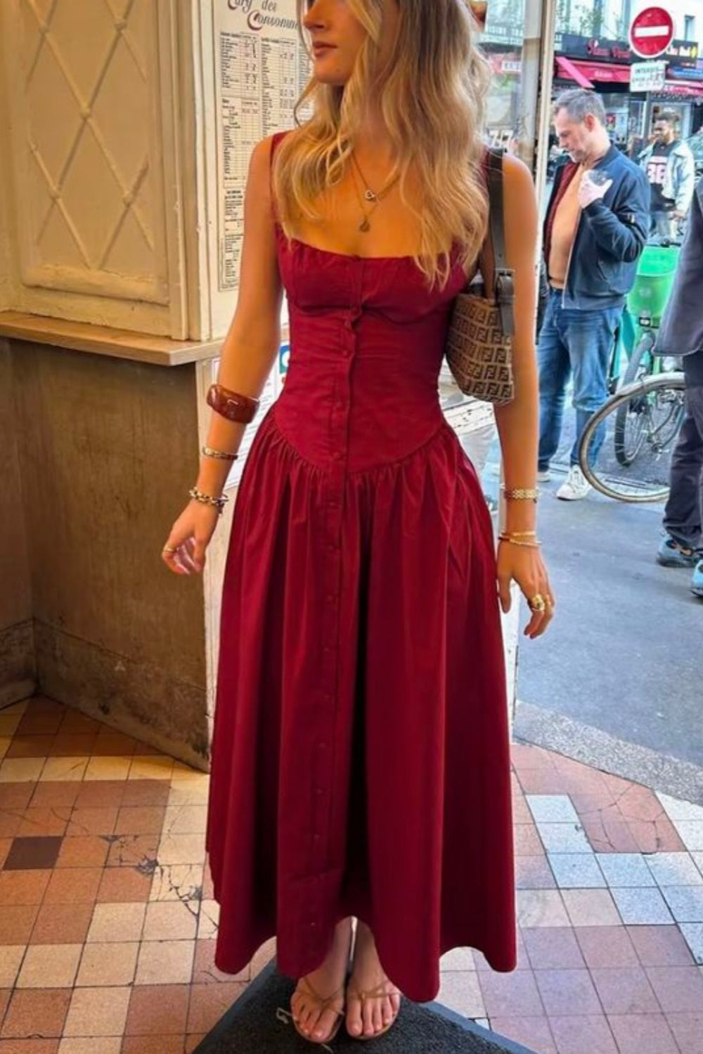 girlhomeshops-Burgundy chiffon long dress gh6144