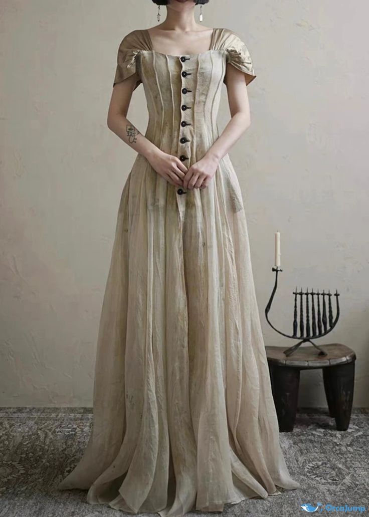 Girlhomeshops-New Retro Elegant Square Neck Summer New Long Chiffon Prom Dress Evening Dress Retro Wedding Bridesmaid Dress gh5251