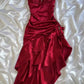 Hot Red Suspender Fashion Sexy Simple long Satin Ruffle Elegant Ball Gown Evening Dress Party Dress Homecoming Dress gh3234