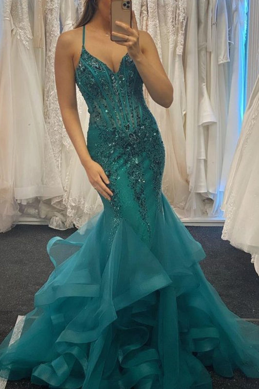 girlhomeshops-Exquisites, perlenbesetztes Meerjungfrauen-Abschlussballkleid im schlanken, langen Tüll-Stil, gh5923