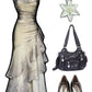champagne Vintage Elegant Long Lace Ruffle prom dress Evening Dress gh3815