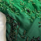 Green shiny fashion exquisite beading spaghetti straps long chiffon ball gown evening dress party dress gh3404