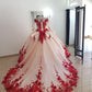 Red gorgeous exquisite sweet floral applique long tulle ball gown evening gown wedding dress gh3344