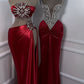 Girlhomeshops-Red beaded dress sexy elegant dress prom dresses party dress satin gh5143