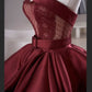 Robe de soirée longue en satin et dentelle exquise, sexy et élégante, rouge, gh3367