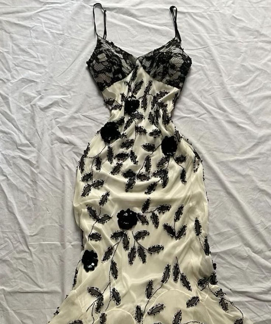 Elfenbein Elegante Exquisite Perlen Floral Lange Spitze Ballkleid Abendkleid Partykleid gh3175