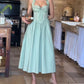 Mint Green Elegant Exquisite Floral Corset Long Satin Halter Ball Gown Evening Dress Party Dress gh4117