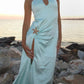 Blue Fashion Elegant Starfish Decoration Long Strap Satin Slit Ball Gown Evening Dress Party Dress Prom Dress gh3768